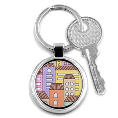 Houses City Architecture Building Key Chain (round) by Sapixe