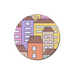 Houses City Architecture Building Rubber Coaster (round) by Sapixe