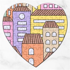 Houses City Architecture Building Jigsaw Puzzle (heart) by Sapixe