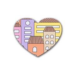 Houses City Architecture Building Rubber Coaster (heart) by Sapixe