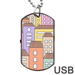 Houses City Architecture Building Dog Tag Usb Flash (two Sides) by Sapixe