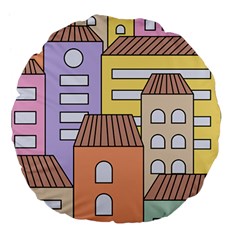 Houses City Architecture Building Large 18  Premium Flano Round Cushions by Sapixe