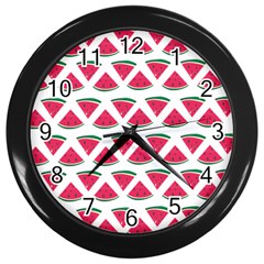 Illustration Watermelon Fruit-food Melon Wall Clock (black) by Sapixe