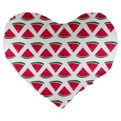 Illustration Watermelon Fruit-food Melon Large 19  Premium Heart Shape Cushions by Sapixe