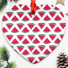 Illustration Watermelon Fruit Food Melon Heart Ornament (two Sides) by Sapixe