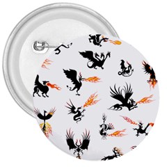 Phoenix Dragon Fire Bird 3  Buttons by Sapixe