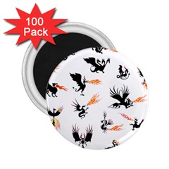 Phoenix Dragon Fire Bird 2 25  Magnets (100 Pack)  by Sapixe