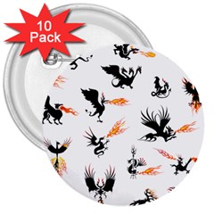 Phoenix Dragon Fire Bird 3  Buttons (10 Pack)  by Sapixe