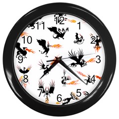 Phoenix Dragon Fire Bird Wall Clock (black) by Sapixe