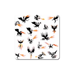 Phoenix Dragon Fire Bird Square Magnet by Sapixe