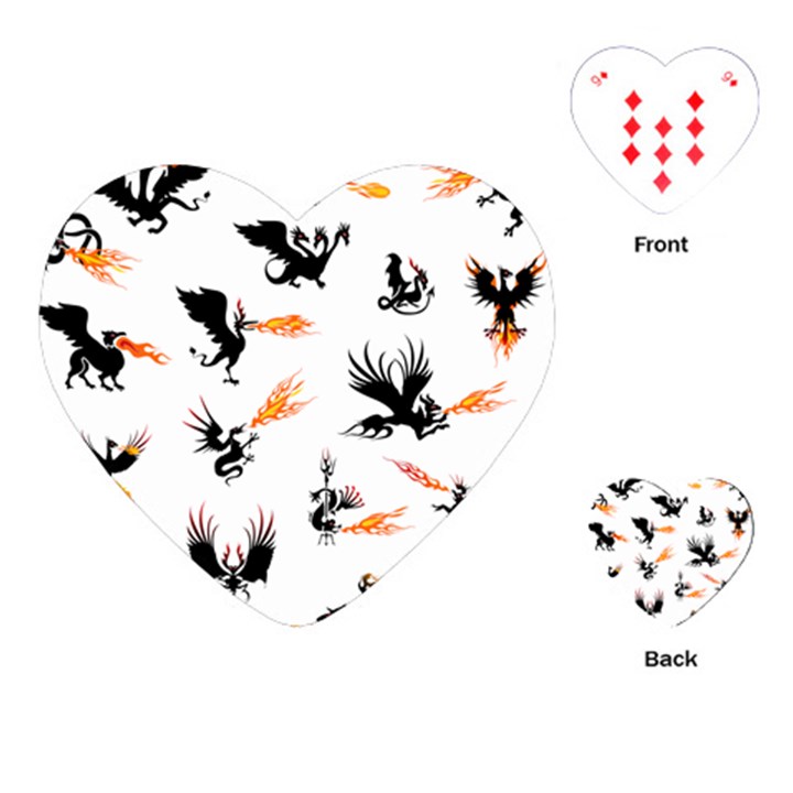 Phoenix Dragon Fire Bird Playing Cards Single Design (Heart)