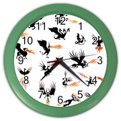 Phoenix Dragon Fire Bird Color Wall Clock by Sapixe