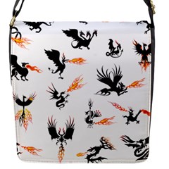 Phoenix Dragon Fire Bird Flap Closure Messenger Bag (s) by Sapixe