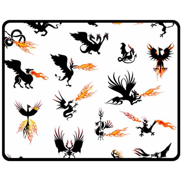 Phoenix Dragon Fire Bird Double Sided Fleece Blanket (Medium) 