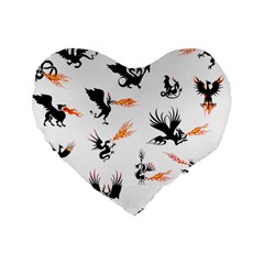 Phoenix Dragon Fire Bird Standard 16  Premium Flano Heart Shape Cushions by Sapixe