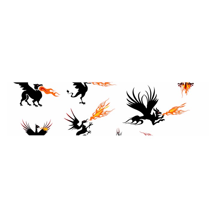 Phoenix Dragon Fire Bird Oblong Satin Scarf (16  x 60 )