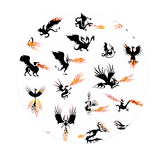 Phoenix Dragon Fire Bird Mini Round Pill Box by Sapixe