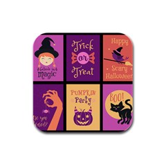 Halloween Cute Cartoon Rubber Square Coaster (4 Pack) by Sapixe