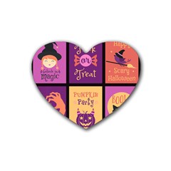 Halloween Cute Cartoon Rubber Heart Coaster (4 Pack) by Sapixe