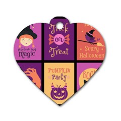 Halloween Cute Cartoon Dog Tag Heart (two Sides) by Sapixe