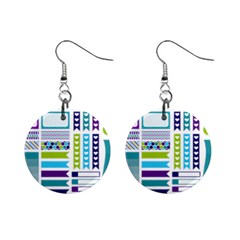 Peacock Pattern Mini Button Earrings by Sapixe