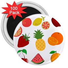 Fruits Cartoon 3  Magnets (100 Pack) by Sapixe