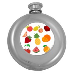 Fruits Cartoon Round Hip Flask (5 Oz) by Sapixe