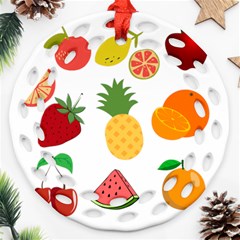 Fruits Cartoon Round Filigree Ornament (two Sides) by Sapixe