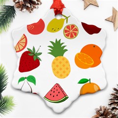 Fruits Cartoon Snowflake Ornament (two Sides) by Sapixe