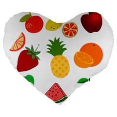 Fruits Cartoon Large 19  Premium Heart Shape Cushions by Sapixe