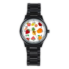 Fruits Cartoon Stainless Steel Round Watch by Sapixe