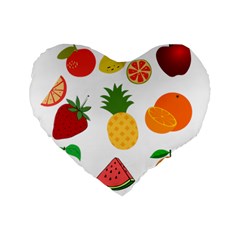 Fruits Cartoon Standard 16  Premium Flano Heart Shape Cushions by Sapixe