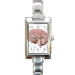 Cerebrum Human Structure Cartoon Human Brain Rectangle Italian Charm Watch by Sapixe