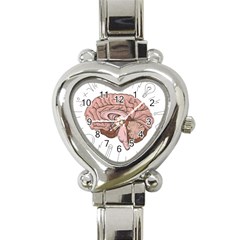 Cerebrum Human Structure Cartoon Human Brain Heart Italian Charm Watch by Sapixe