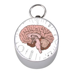 Cerebrum Human Structure Cartoon Human Brain Mini Silver Compasses by Sapixe