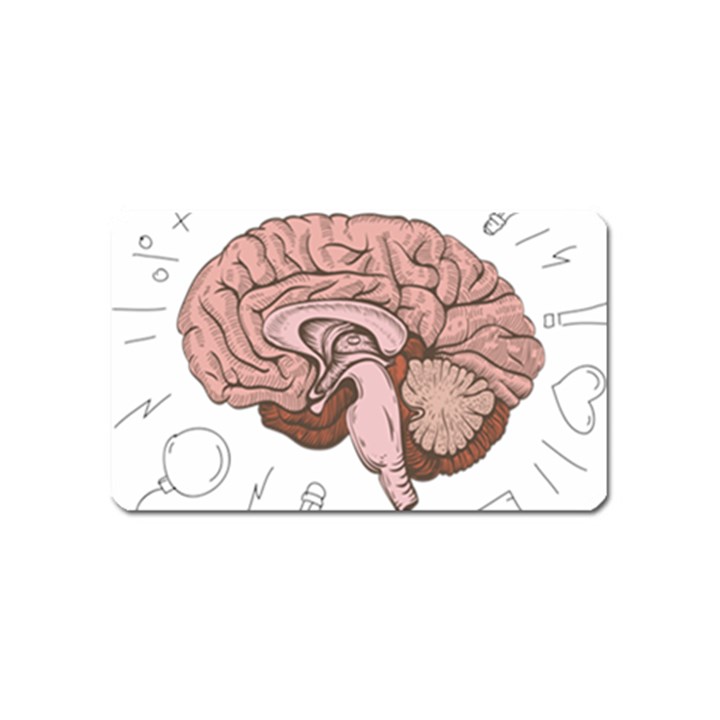 Cerebrum Human Structure Cartoon Human Brain Magnet (Name Card)