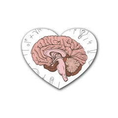 Cerebrum Human Structure Cartoon Human Brain Rubber Heart Coaster (4 Pack) by Sapixe