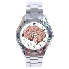 Cerebrum Human Structure Cartoon Human Brain Stainless Steel Analogue Watch by Sapixe