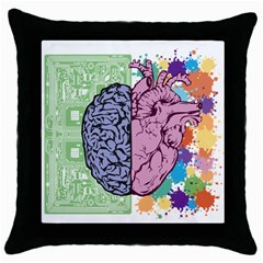 Brain Heart Balance Throw Pillow Case (black)