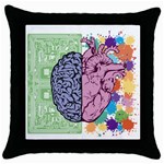 Brain Heart Balance Throw Pillow Case (Black) Front