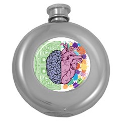 Brain Heart Balance Round Hip Flask (5 Oz) by Sapixe