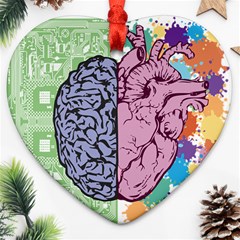 Brain Heart Balance Heart Ornament (two Sides) by Sapixe