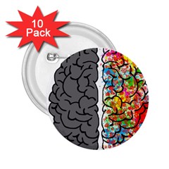 Brain Mind Psychology Idea Hearts 2 25  Buttons (10 Pack) 