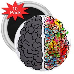 Brain Mind Psychology Idea Hearts 3  Magnets (10 Pack)  by Sapixe