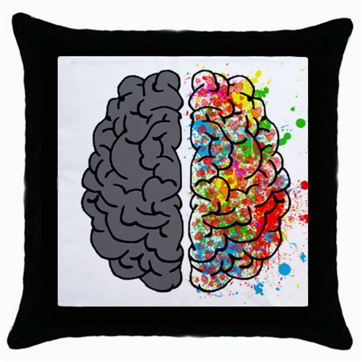 Brain Mind Psychology Idea Hearts Throw Pillow Case (Black)