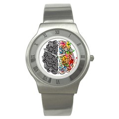 Brain Mind Psychology Idea Hearts Stainless Steel Watch by Sapixe