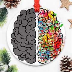 Brain Mind Psychology Idea Hearts Round Ornament (two Sides) by Sapixe