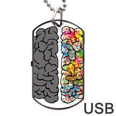 Brain Mind Psychology Idea Hearts Dog Tag Usb Flash (two Sides) by Sapixe