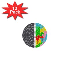 Clip Art Brain Halves 1  Mini Buttons (10 Pack)  by Sapixe