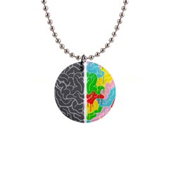 Clip Art Brain Halves 1  Button Necklace by Sapixe